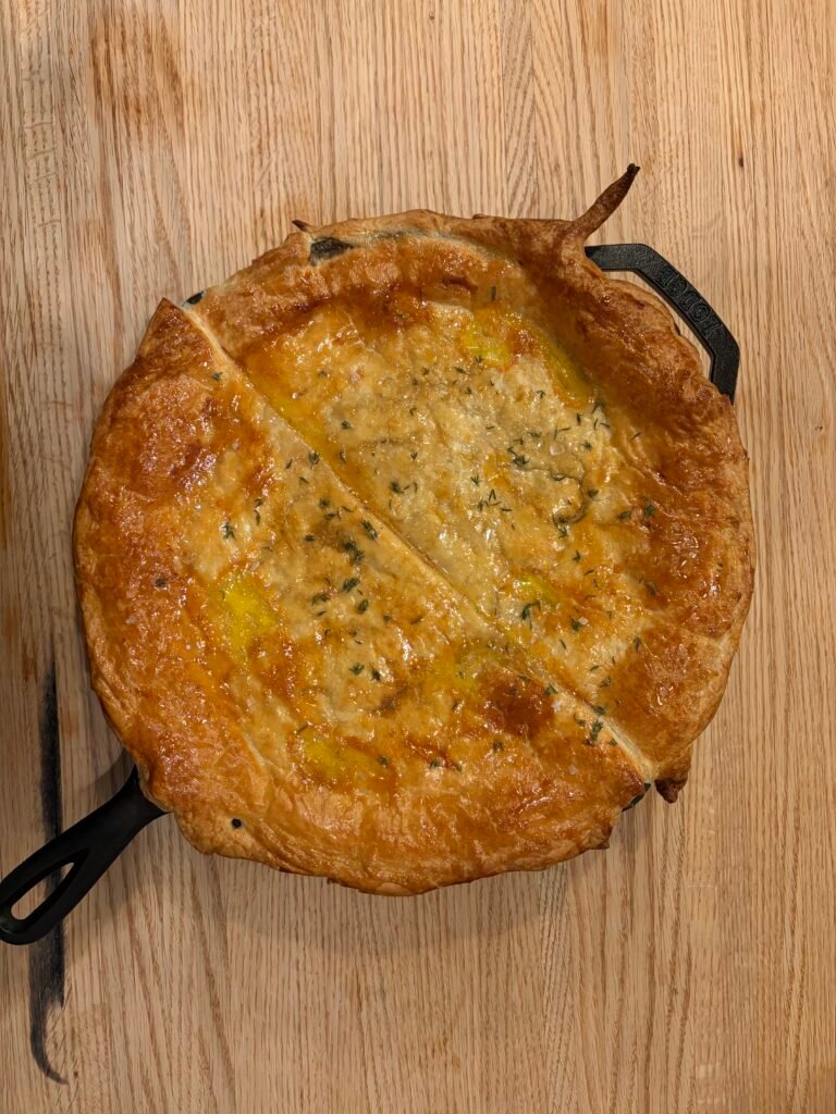 Brie Chicken Pot Pie with Mushrooms, Leeks & Honey Thyme Crust